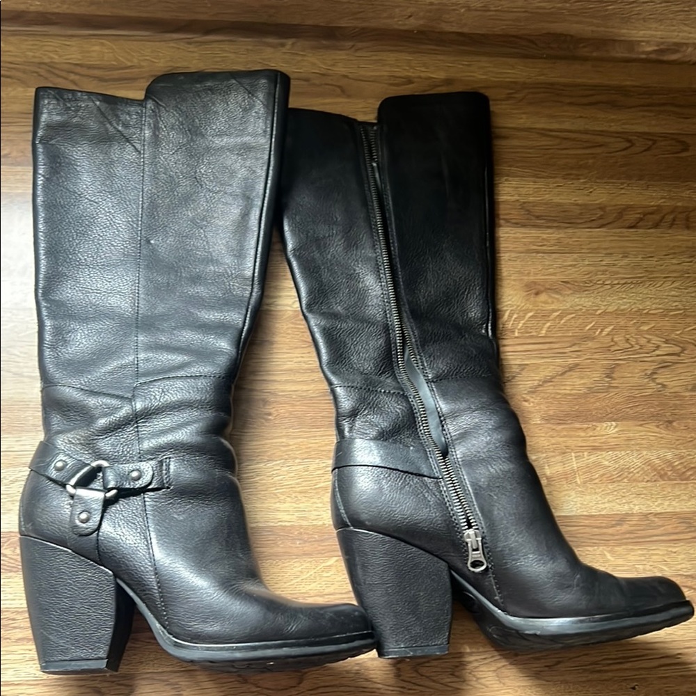 Kork-Ease Black Chunky Heel Boots